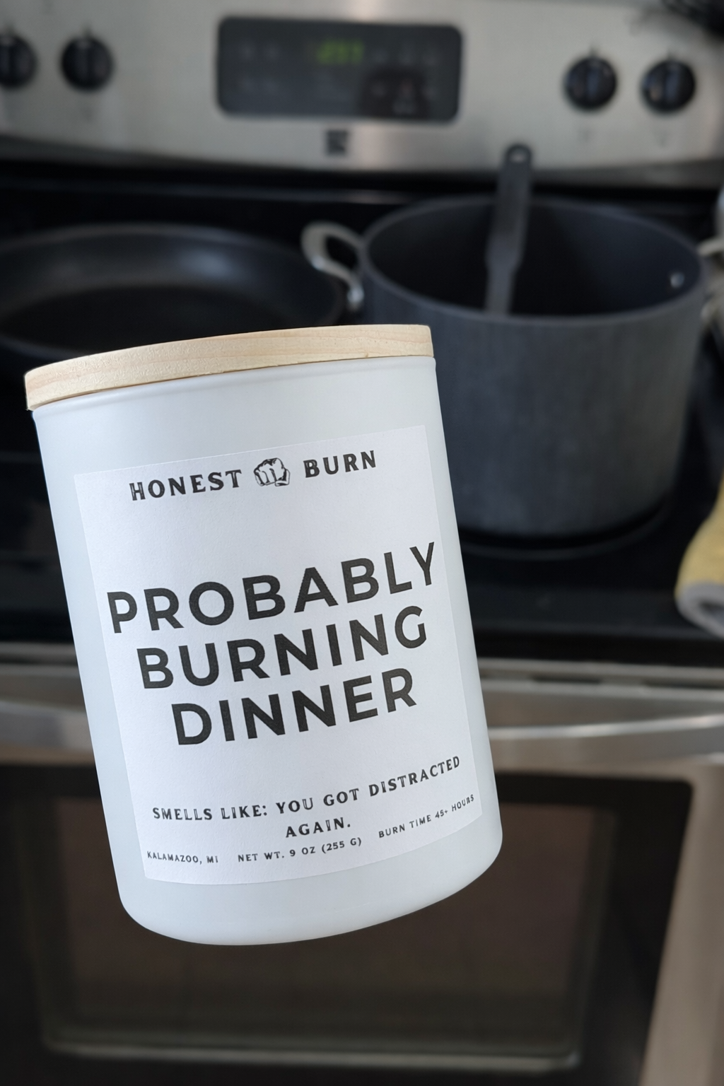 Probably Burning Dinner - 9oz Soy Candle - Ready to Gift (Box & Card Included)
