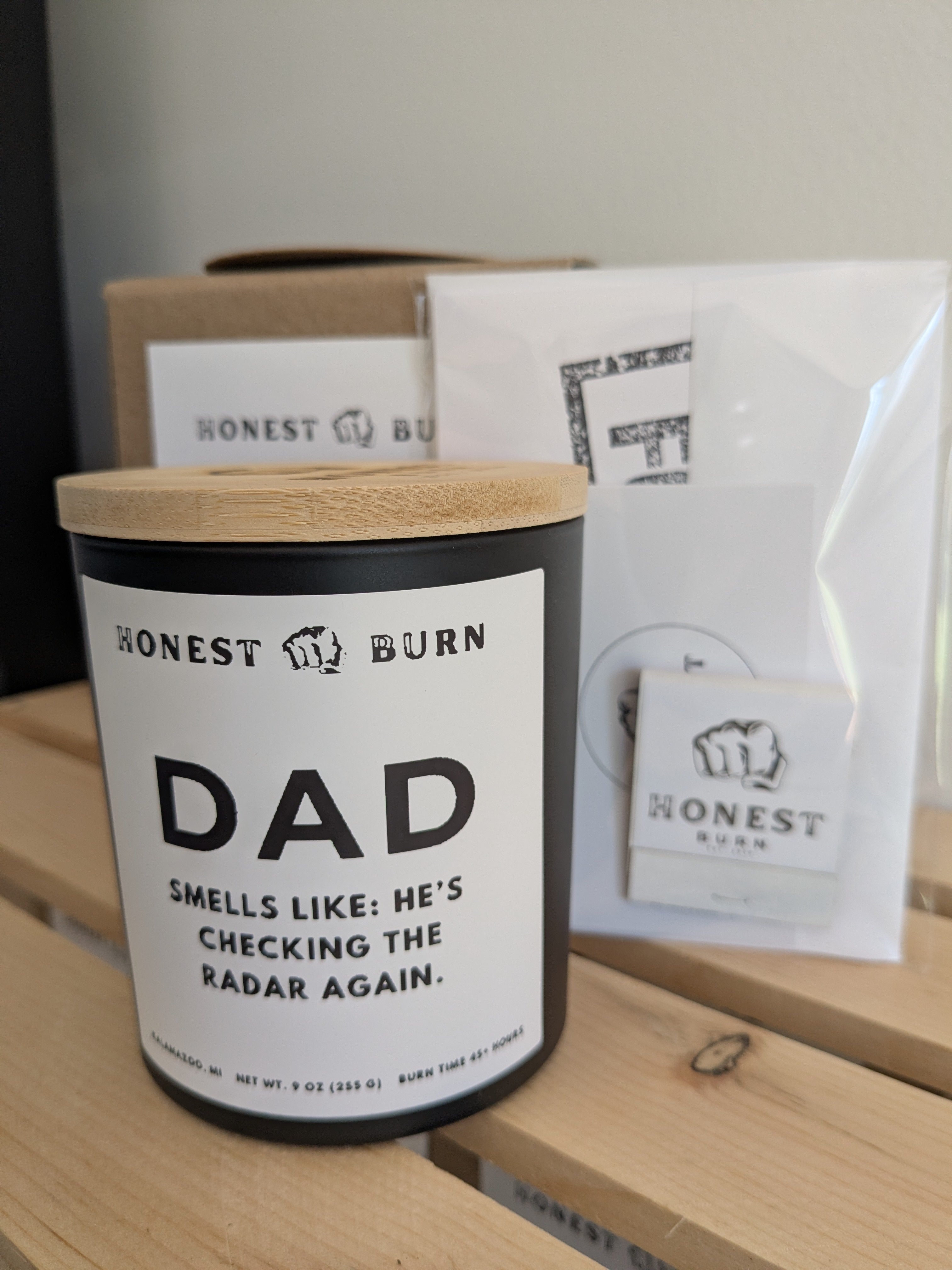 Dad Candle - checking the radar - father's day gift