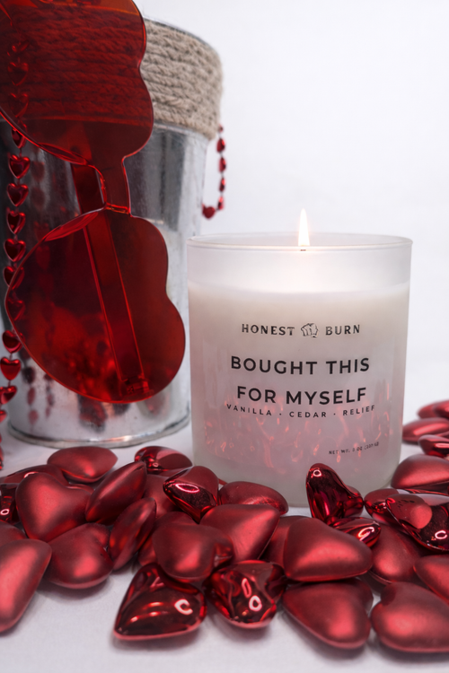 Bought This For Myself - 8 oz. Candle - Soy Wax - Hand Poured - Vanilla, Cedar, Relief