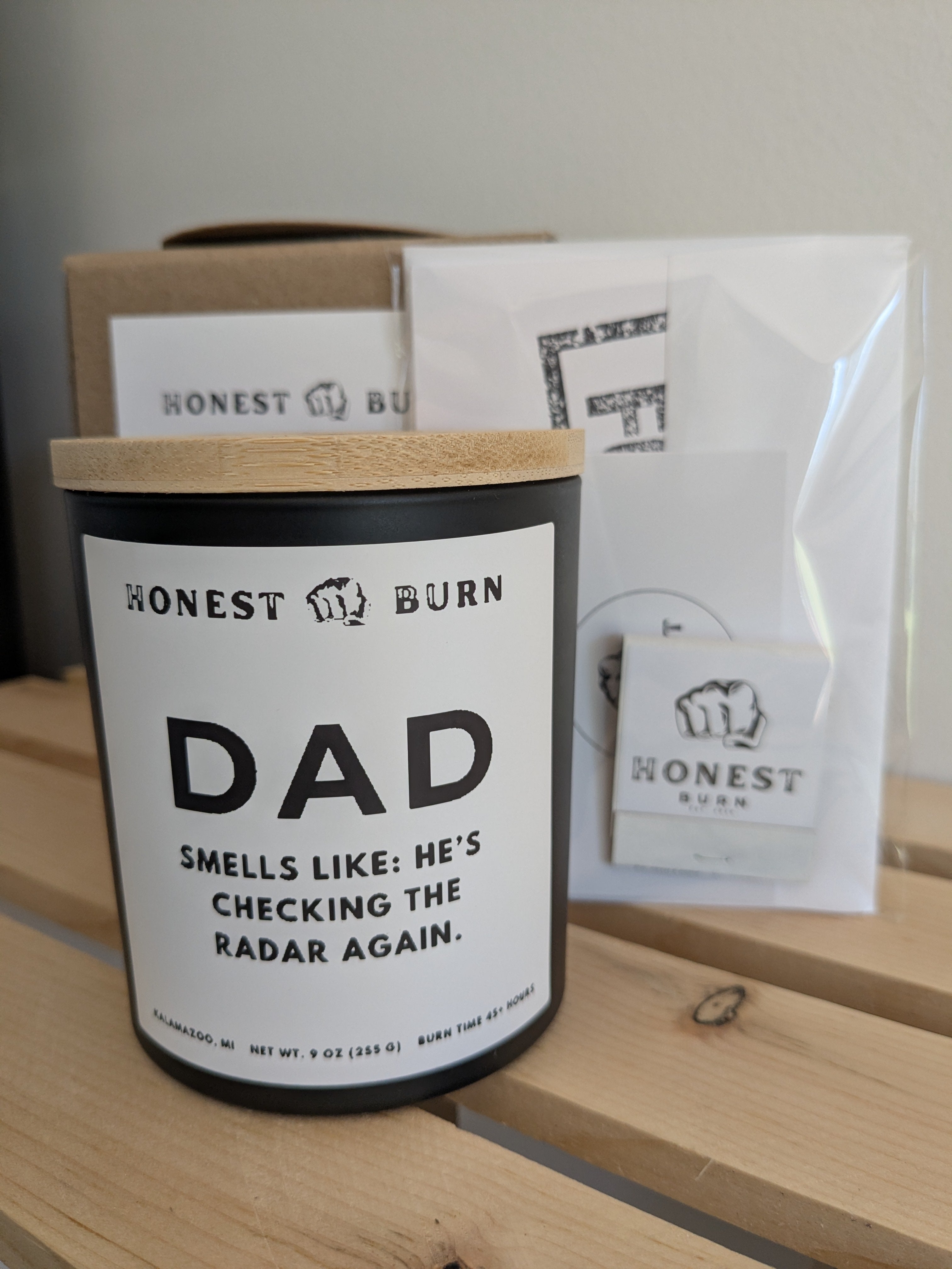 Dad Candle - checking the radar - father's day gift
