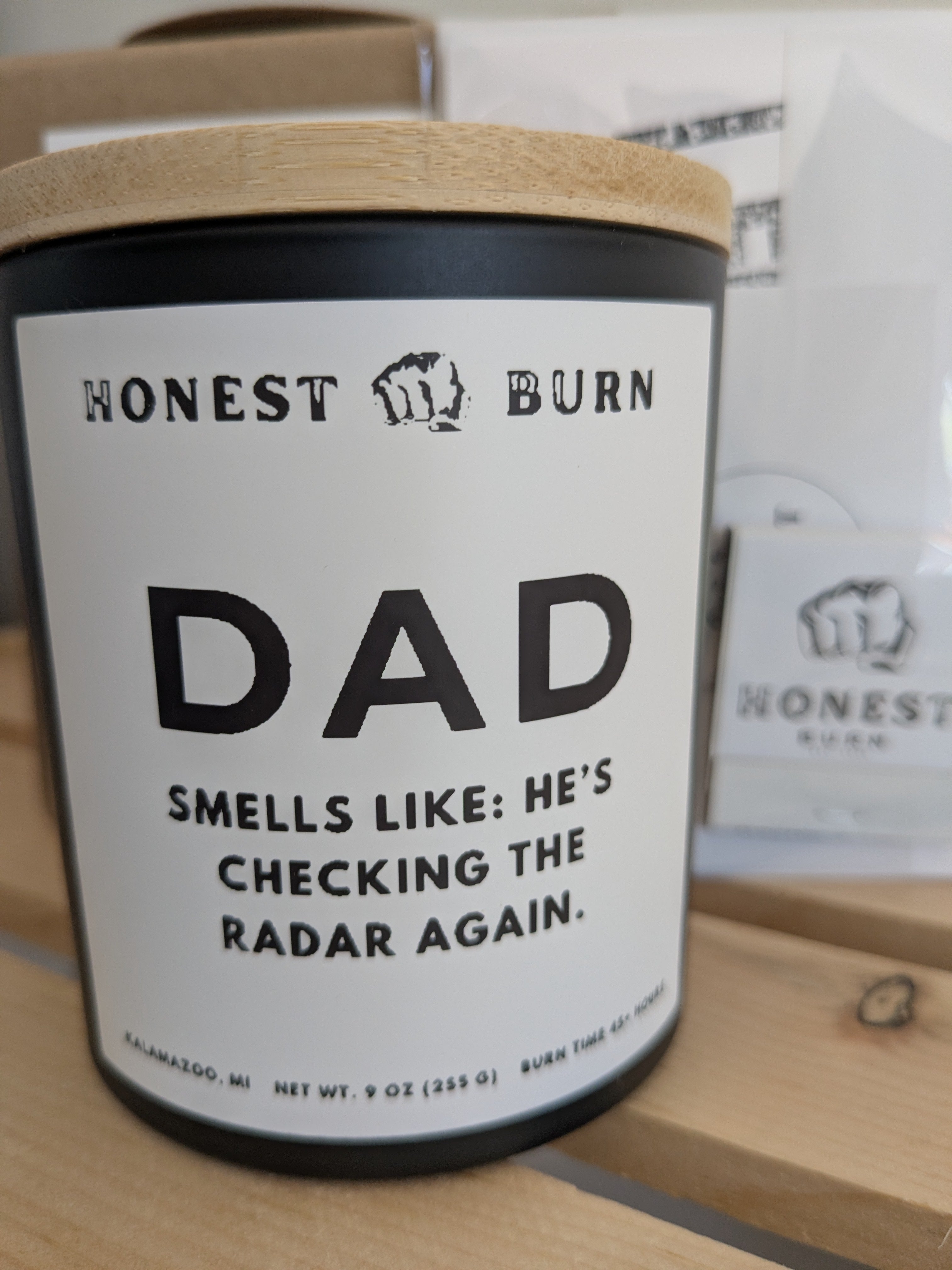 Dad Candle - checking the radar - father's day gift