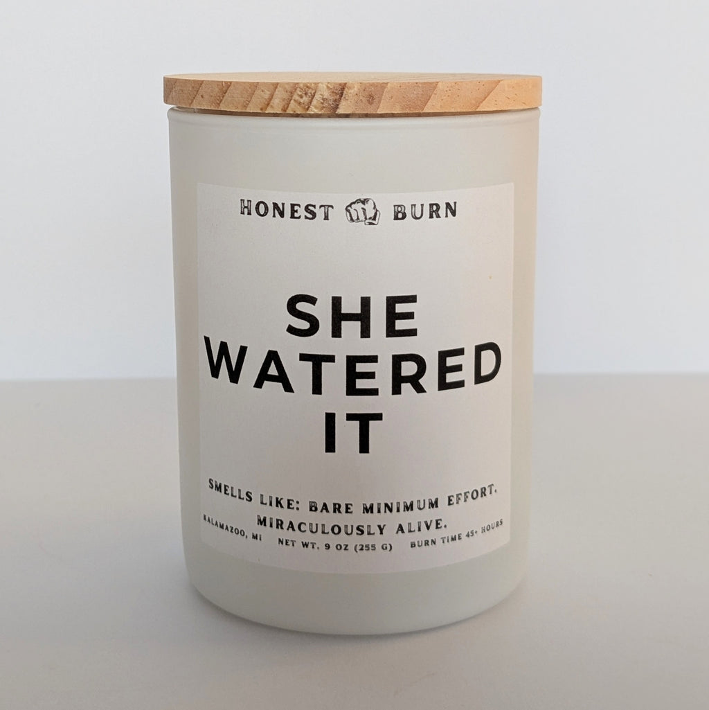 She Watered It - 9oz Soy Candle - Ready to Gift (Box & Card Included)